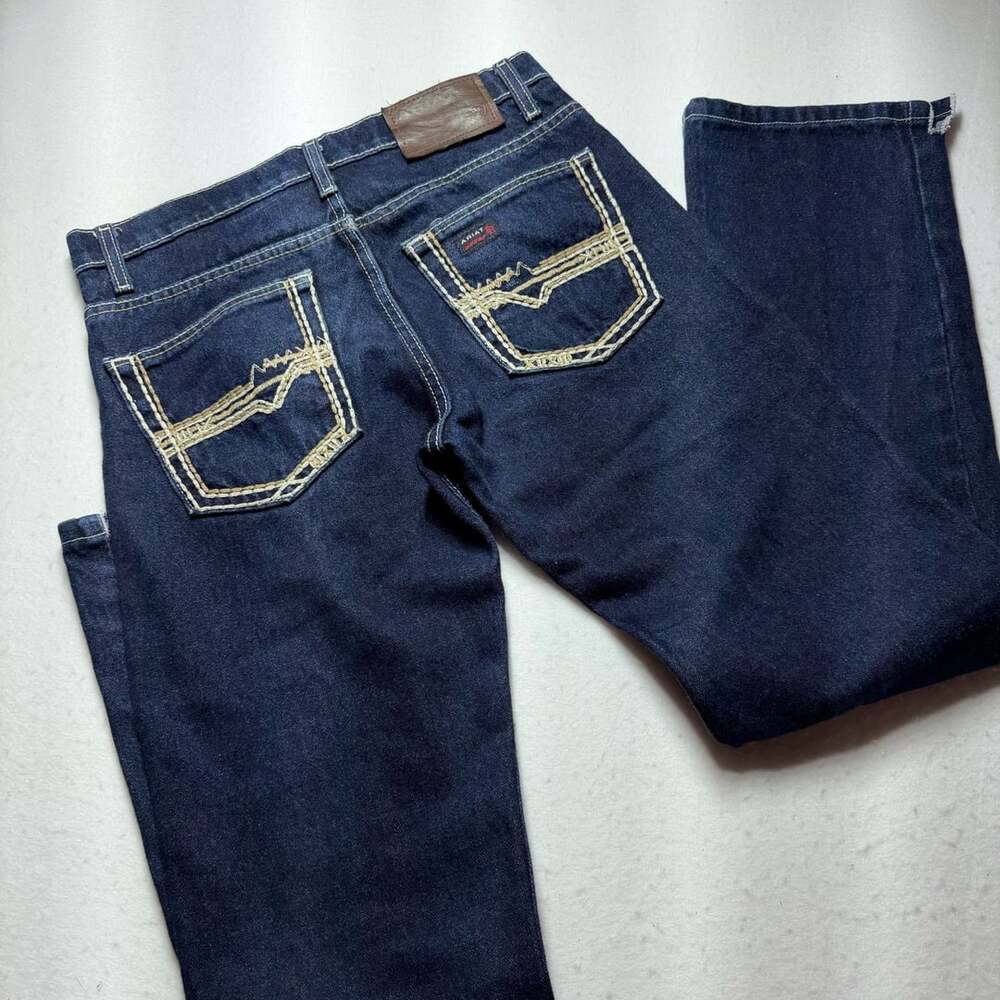 Ariat Men's M7 Slim Straight Dark Wash Denim Jeans with Embroidered Pockets
